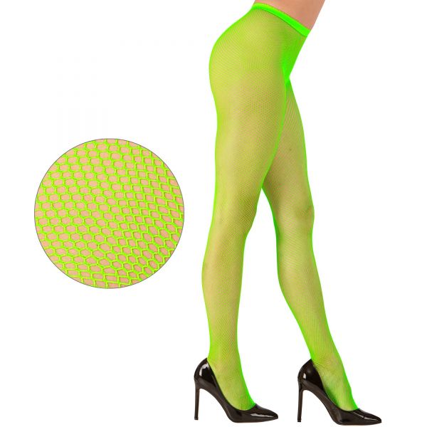 Neon grüne Netzstrumpfhose, - Widmann