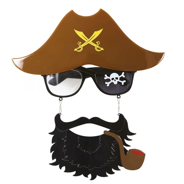 Brille Piratenkapitän mit Bart, - Widmann