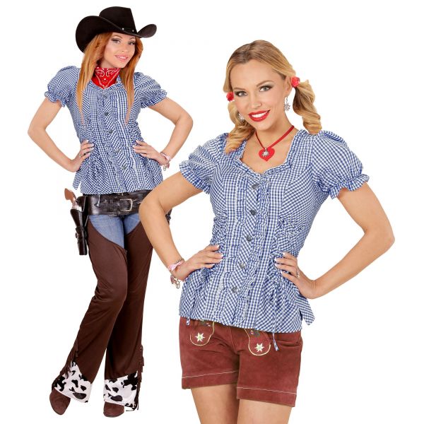 Karierte blaue Bluse, L - Widmann