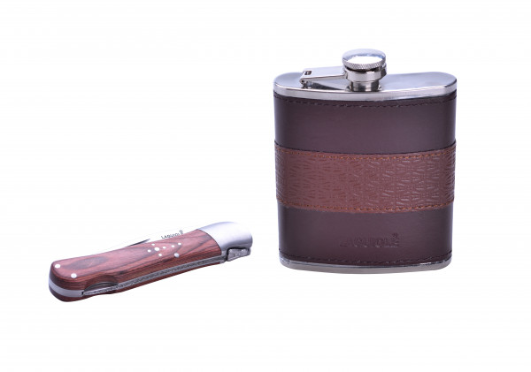 Laguiole Geschenkset Flachmann + Klappmesser - Laguiole