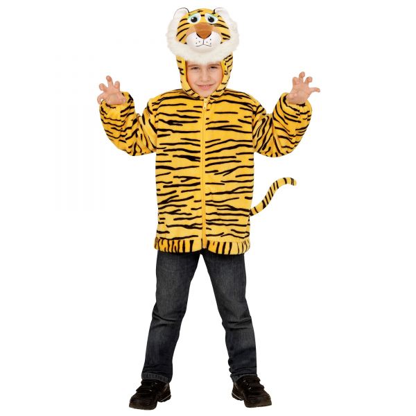 Tiger Soft Plüschkostüm (Jacke mit Kapuze), 104 cm / 2-3 Jahre - Widmann