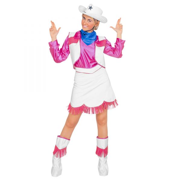 Cowgirl (Bluse, Weste, Rock, Stiefelüberzieher, Bandana), M - Widmann