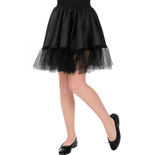 Schwarzer Petticoat in Kindergrösse, One Size - Widmann