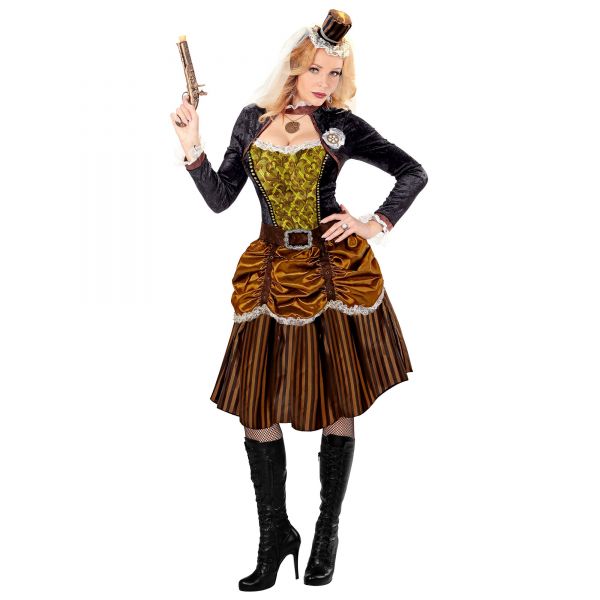 Steampunk (Kleid, Gürtel, Minihut), S - Widmann