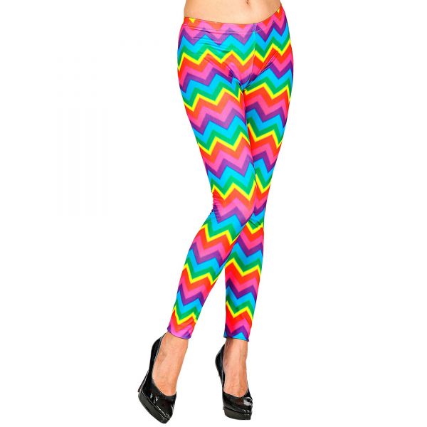 Neon Regenbogen Leggings, L/XL - Widmann