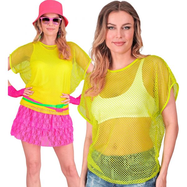 Neon gelbes Netzshirt, XXL - Widmann