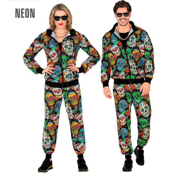 Party Fashion Trainingsanzug Dia De Los Muertos (Oberteil, Hose), S - Widmann
