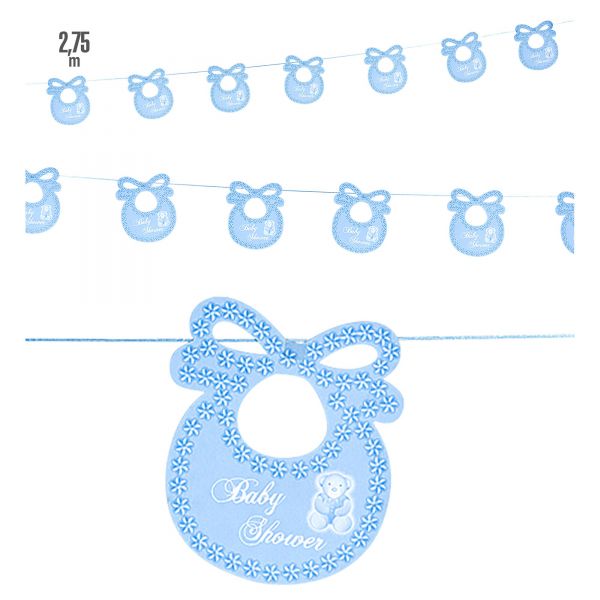 Hellblaue Girlande Lätzchen 2,75 M, - Widmann