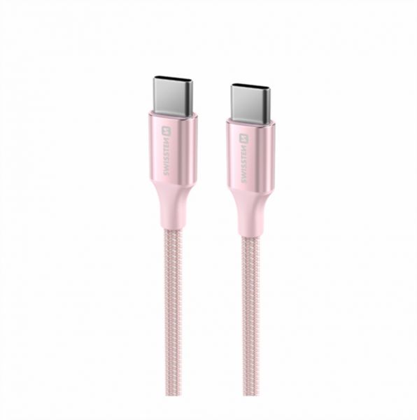 Swissten Datenkabel Textil USB-C / USB-C 1,5 M PINK - Swissten