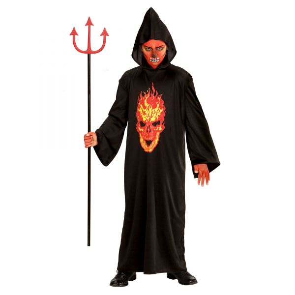 Skeleton Devil (Robe mit Kapuze), 128 cm / 5-7 Jahre - Widmann