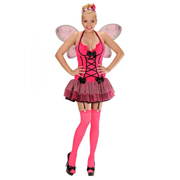 Pinkfarbener Schmetterling (Kleid mit Strapsen, Flügel, Haarspange mit Blume und Schleife), S - Widmann