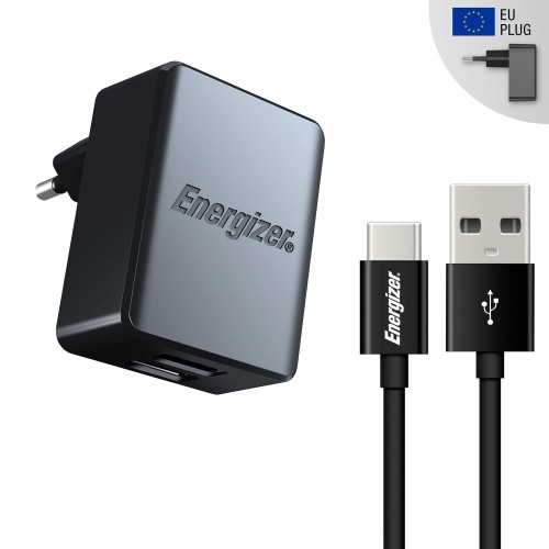 Energizer Wall charger 3.4A EU + Type C Kabel, schwarz - Energizer