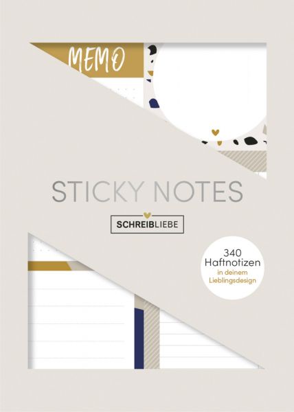Sticky Notes "Tarrazzo Time": Notizzettel-Set, selbstklebende Haftnotitzen, für alle Oberflächen in