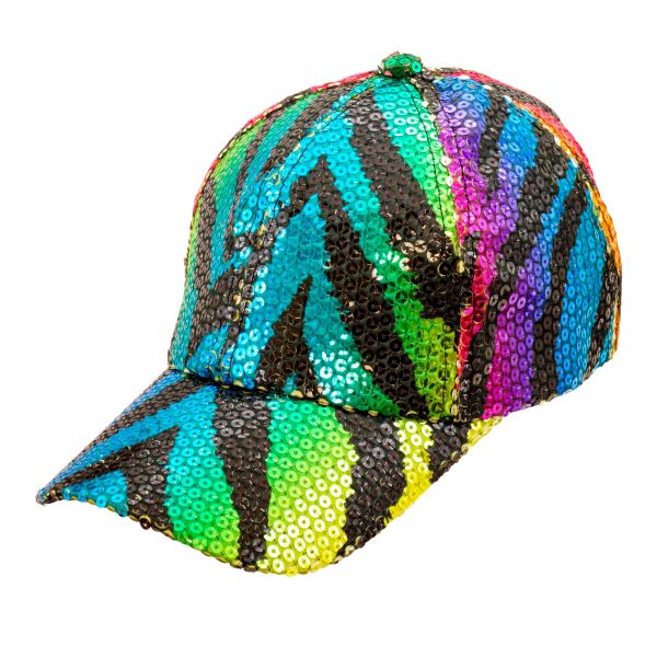 Pailletten Basecap in Tigermuster Regenbogen - Widmann
