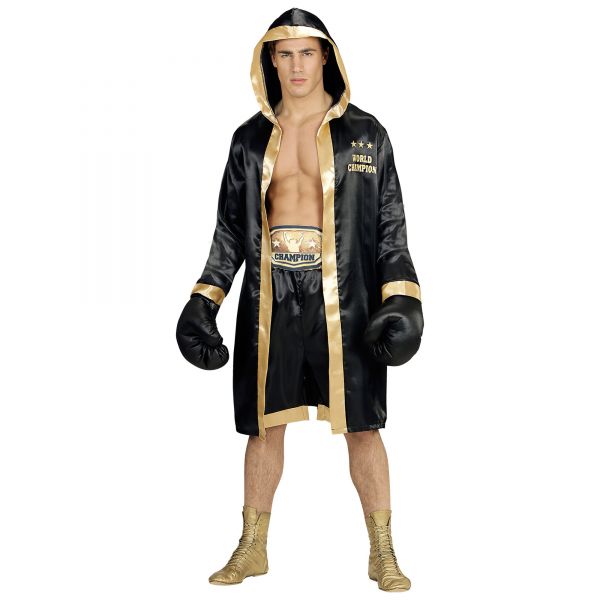 Boxer World Champion (Boxermantel mit Kapuze, Shorts, Gürtel, Boxhandschuhe), M/L - Widmann