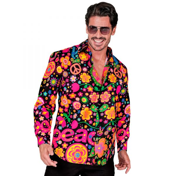 Neon Hippie Party Fashion Hemd (Hemd), S/M - Widmann