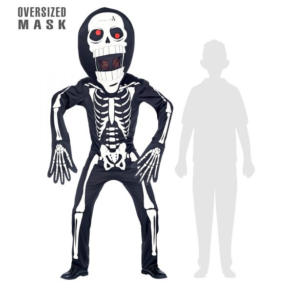 Skelett (Overall, Riesenmaske), 128 cm / 5-7 Jahre - Widmann