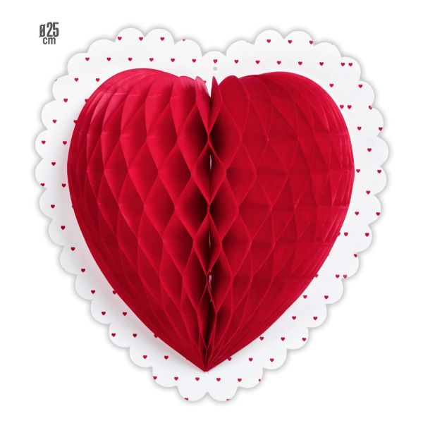 Wabenball rotes Herz Ø 25 cm, - Widmann