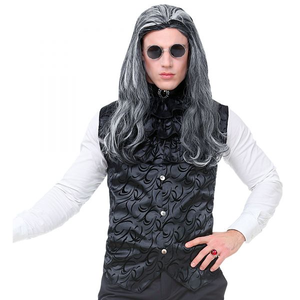 Ve 4 Gotische Weste mit Jabot & Edelstein aus Atlas, L/XL - Widmann