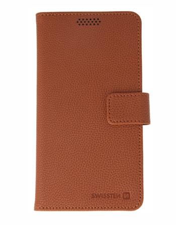 Swissten Case LIBRO UNI BOOK II XXL BROWN LEATHERETTE (170 x 83 mm) - Swissten