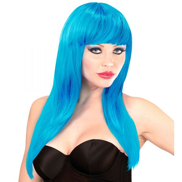 Hellblaue Vogue Perücke in Polybag, - Widmann