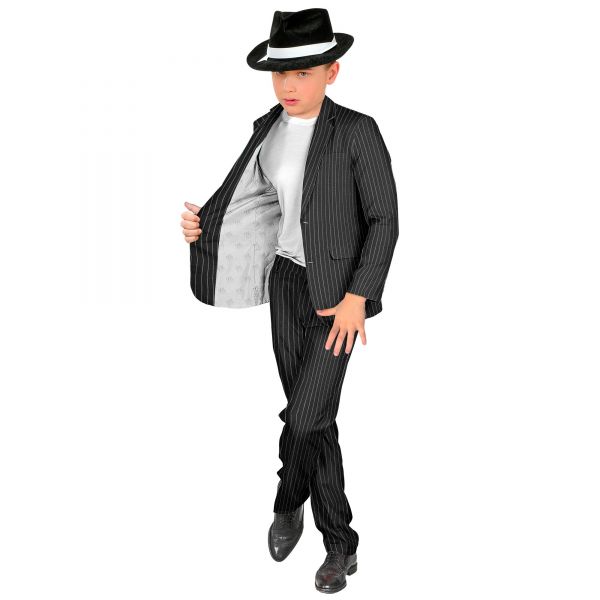 Gangster Party Fashion Anzug (Jackett, Hose), 128 cm / 5-7 Jahre - Widmann