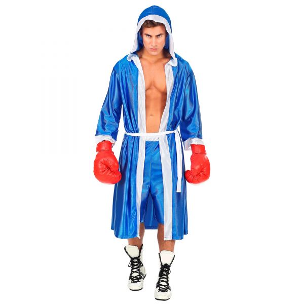 Boxer Blau (Kapuzenumhang, Gürtel, Shorts), M - Widmann