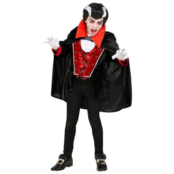 Viktorianischer Vampir (Oberteil mit Weste, Jabot, Umhang), 158 cm / 11-13 Jahre - Widmann