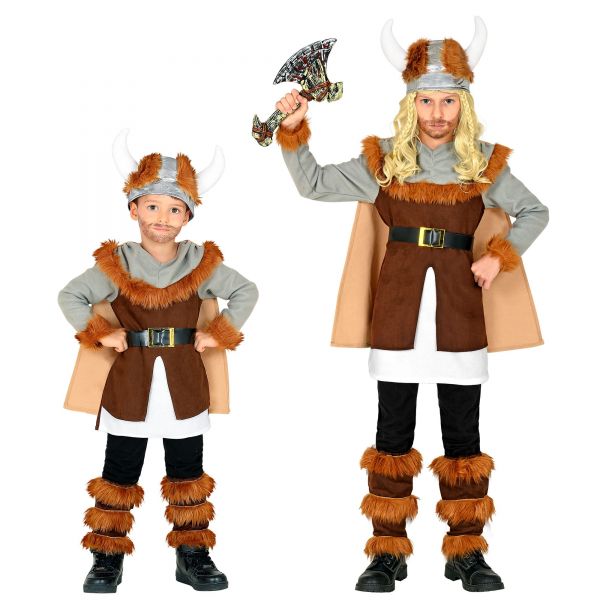 Wikinger (Tunika mit Gürtel und Umhang, Beinstulpen, Helm), 104 cm / 2-3 Jahre - Widmann