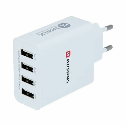 Swissten Travel Charger Smart IC mit 4x USB 5A Power weiss - Swissten