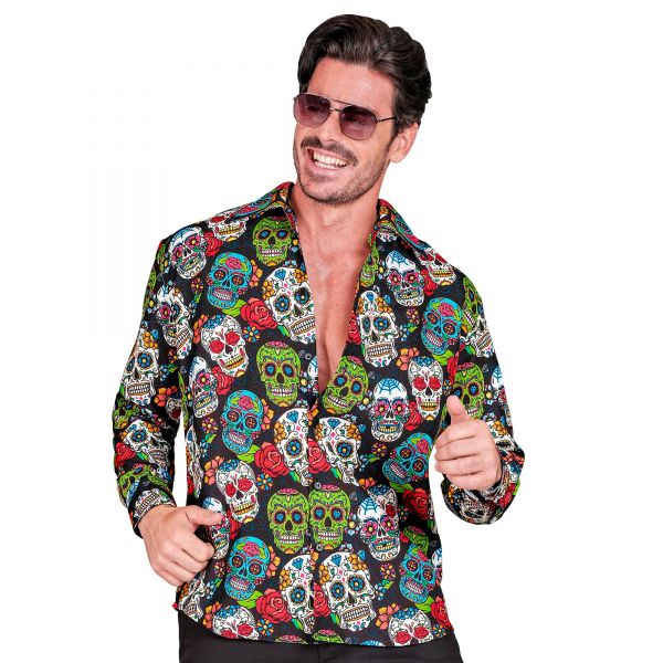 Dia De Los Muertos Party Fashion Hemd (Hemd), L/XL - Widmann