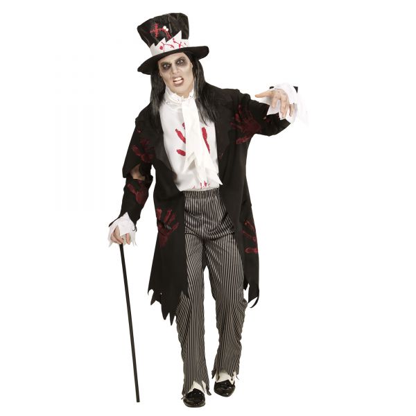 Zombie Groom (Frack mit Bluse, Hose, Halstuch, Zylinder mit Haar), M - Widmann