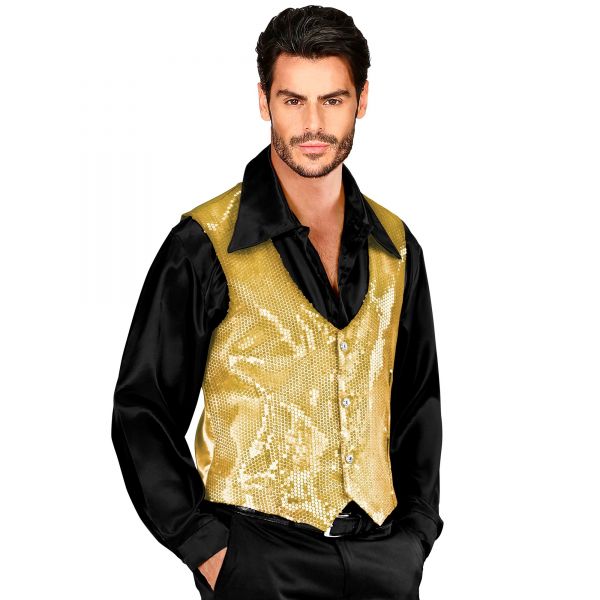 Paillettenweste Gold für Herren, XL - Widmann
