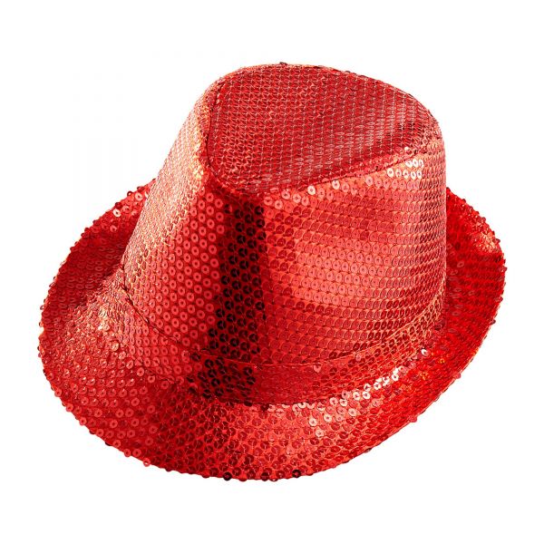 Pailletten Fedora - Rot, - Widmann