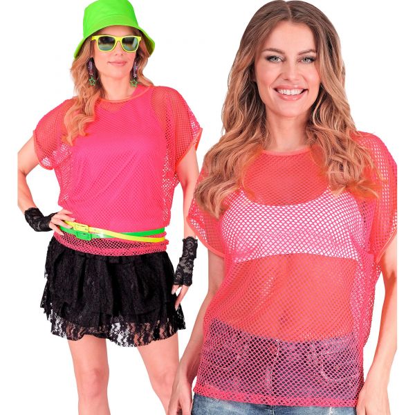 Neon pinkes Netzshirt, L/XL - Widmann