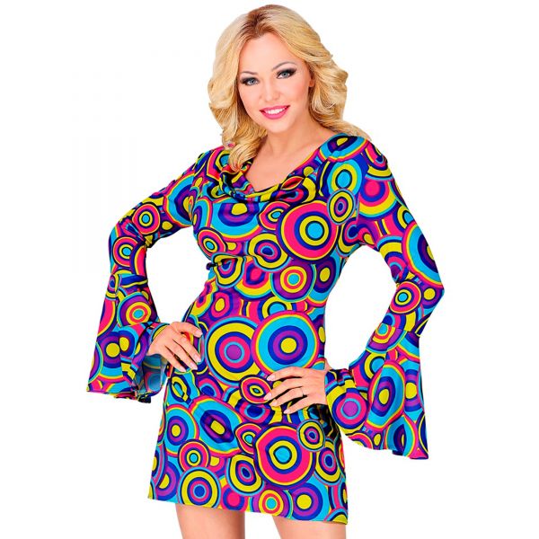 The 70s Groovy Style - Blue Bubbles (Kleid), XL - Widmann