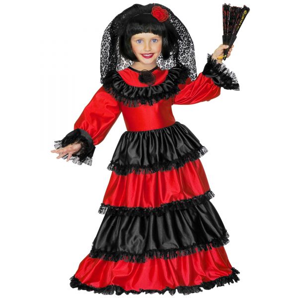 Señorita (Kleid mit Petticoat, Kopfbedeckung aus Spitze), 158 cm / 11-13 Jahre - Widmann