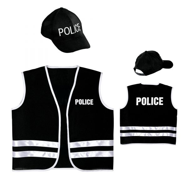 Polizist (Weste, Basecap), 140 cm / 8-10 Jahre - Widmann