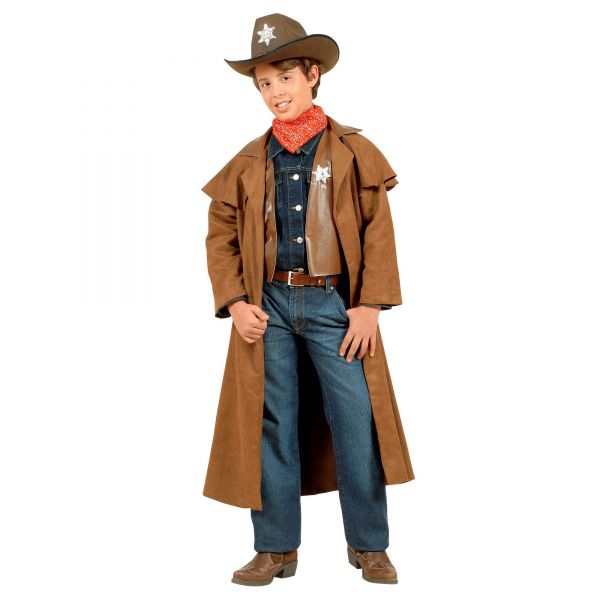 Cowboy Wildleder (Mantel, Weste, Scheriffstern, Halstuch), 164 cm / 14-16 Jahre - Widmann