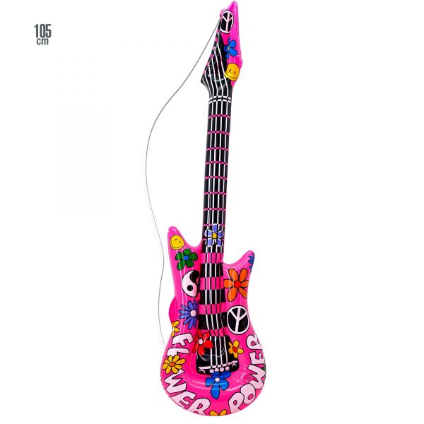 Aufblasbare Hippie Gitarre 105 cm, - Widmann