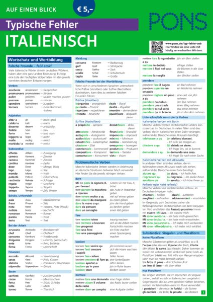 PONS Auf einen Blick Typische Fehler Italienisch - PONS