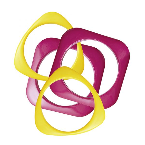 Set von 4 pinken und gelbenen Diskoarmbändern, - Widmann