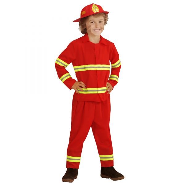 Feuerwehrmann (Jacke, Hose, Helm), 104 cm / 2-3 Jahre - Widmann