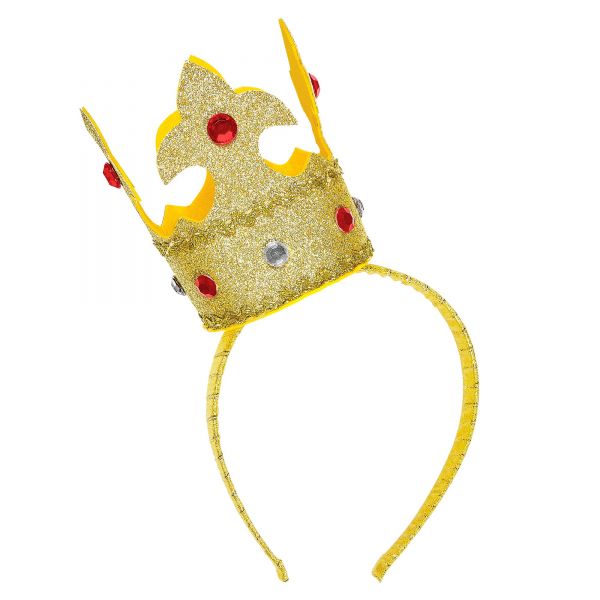 Goldene Minikrone Auf Haarreif mit Edelsteinen und , - Widmann