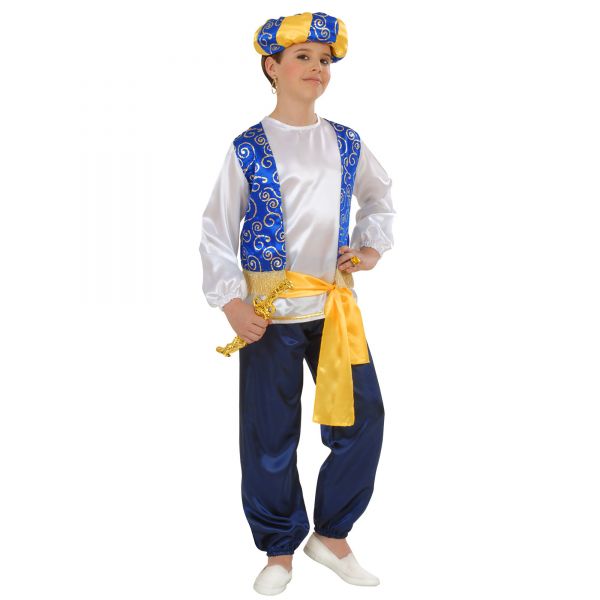 Arabischer Prinz (Hemd, Weste, Hose, Gürtel, Turban), 128 cm / 5-7 Jahre - Widmann