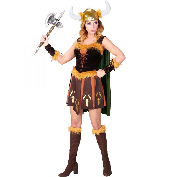 Wikingerin (Kleid mit Umhang, Armstulpen, Helm), M - Widmann
