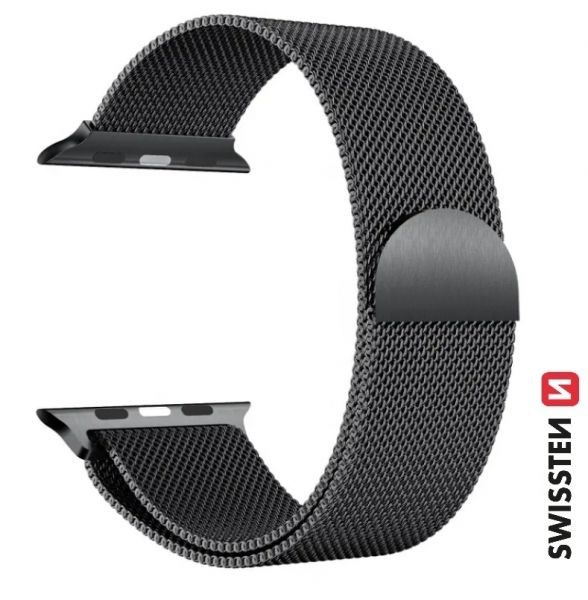 Swissten Netzarmband für Apple Watch 38 / 40 / 41 mm Schwarz - Swissten