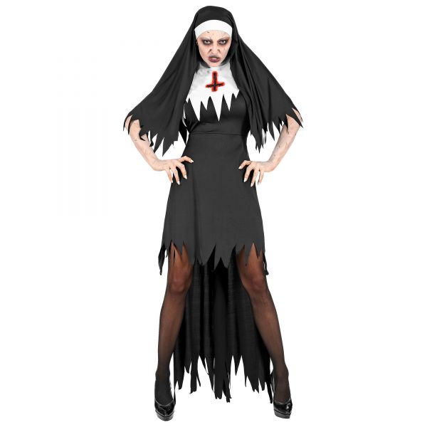Horror Nonne (Kleid mit Rock, Haube), L - Widmann