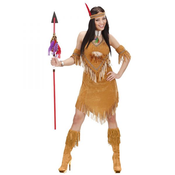 Indianerin Wildleder- Optik (Kleid, Armbänder, Stirnband), XXL - Widmann