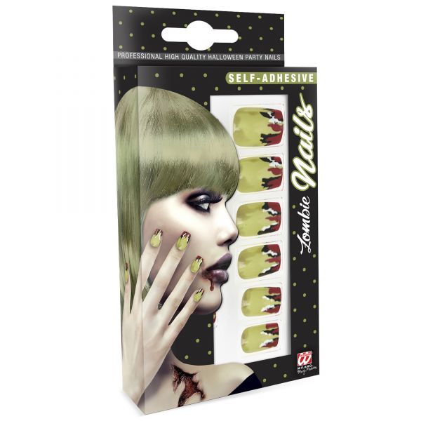 Set von 12 Selbstklebenden Fingernägeln - für Zombies, - Widmann